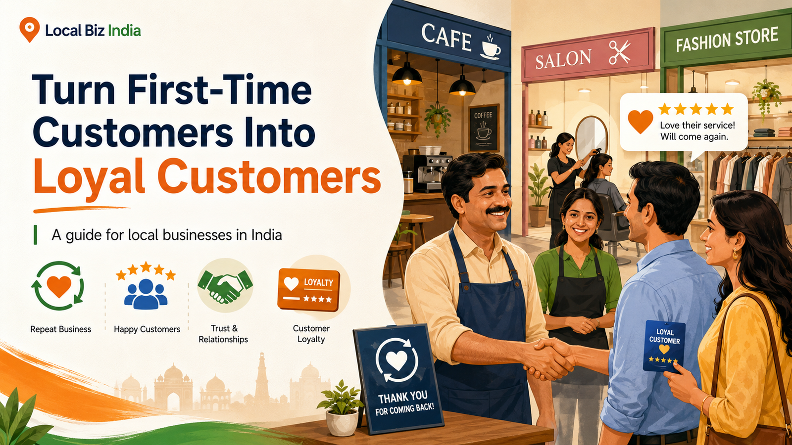 Turn first-time customers into loyal customers with local business growth strategies in India.